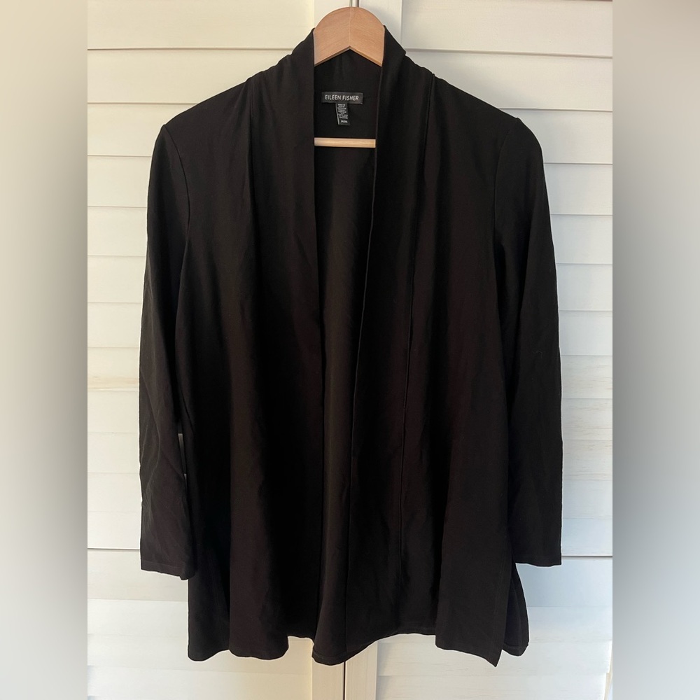 Eileen Fisher Black Viscose Cardigan Size Medium